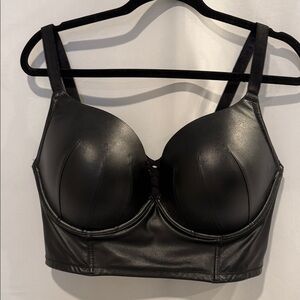 Sleek Black Leather Bra